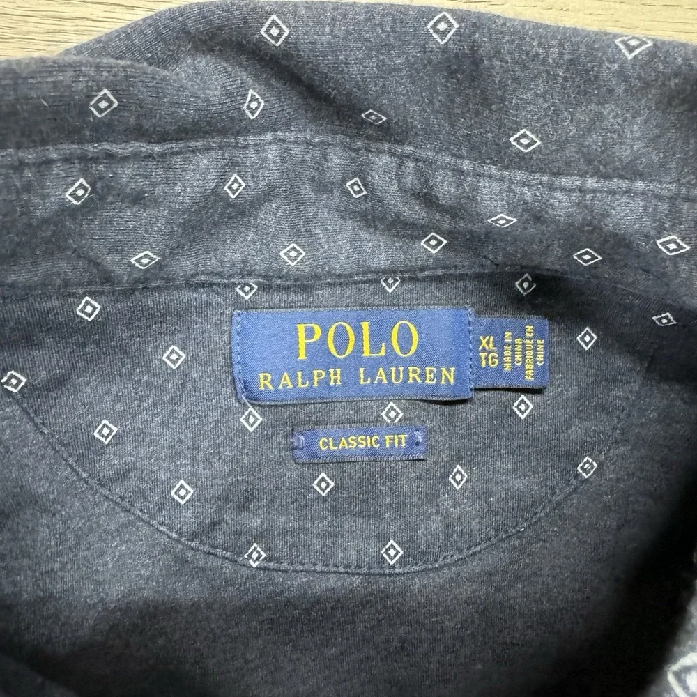 Polo Ralph Lauren Geometric Diamond Polo Shirt Men's Sz XL Preppy‎ Casual